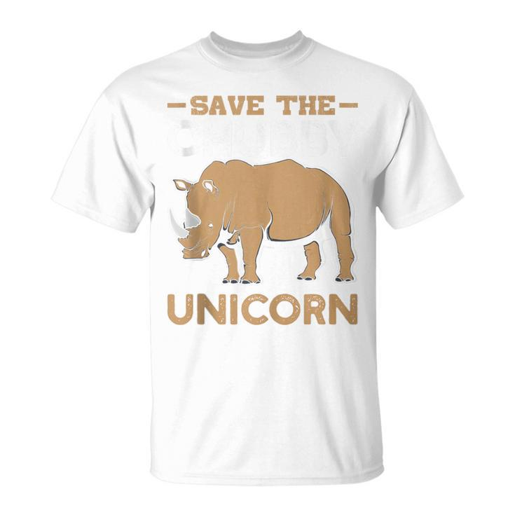 Save The Chubby Unicorns Rhino Rhinoceros Zoo Vintage Cool T-Shirt