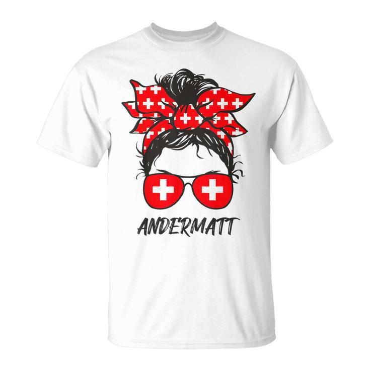 Schweizer Flagge Brille Mädchen Andermatt T-Shirt