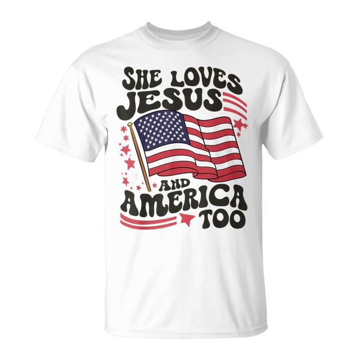 Loves Jesus And America Too T-Shirt For Women - Patriotic & Faith-Based 4th Of July, Party USA Tee - View #10