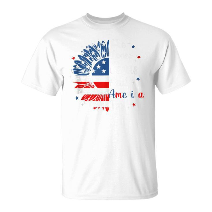 She Loves Jesus And America Too Sunflower Usa Flag T-Shirt