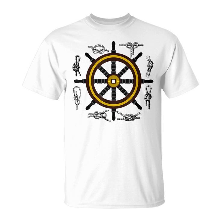 Ships Wheel & Rope Knots Sailors Nautical Yachting T-Shirt