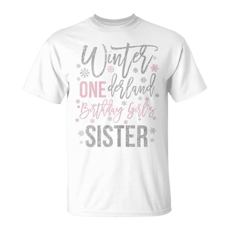 Sister Pink Winter Onederland 1St Birthday Snowflake Group T-Shirt