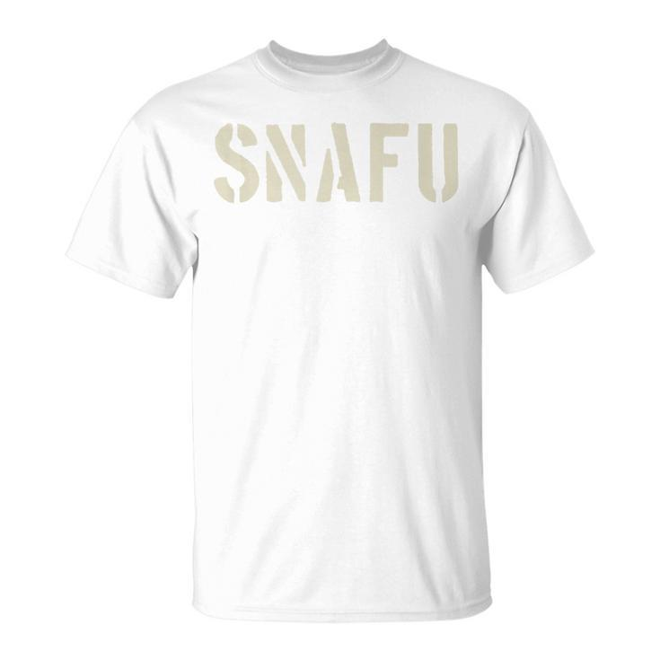 Snafu Military Slang Stencil Look Letters T-Shirt