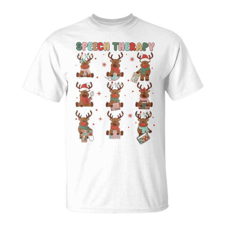 Speech Therapy Christmas Reindeers Slp Speech Pathologist T-Shirt