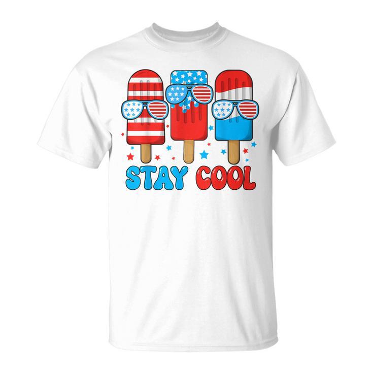 Stay Cool 4Th July Popsicle Usa Flag Boy Toddler T-Shirt