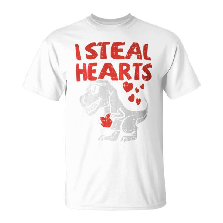 I Steal Hearts Trex Dino Baby Boy Valentines Day Toddler T-Shirt