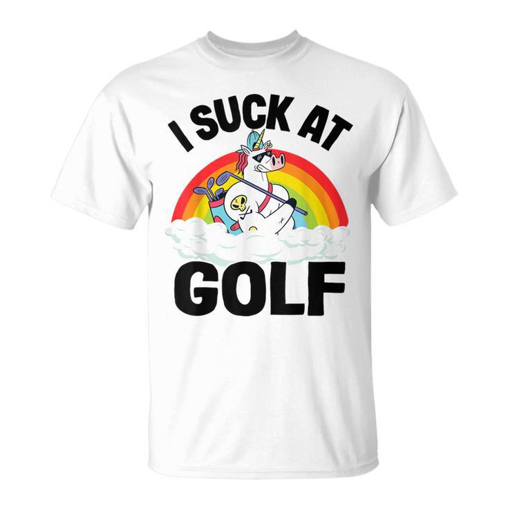 I Suck At Golf Golf Loser Unicorn Sarcastic Golfing T-Shirt