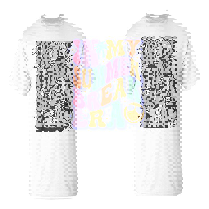 In My Summer Break Era Groovy Smile Face Summer Vacation T-Shirt