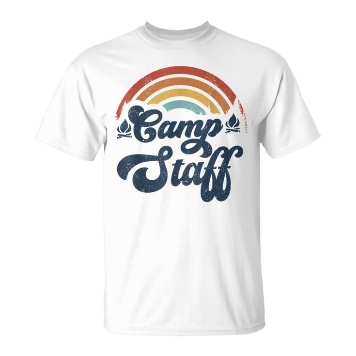 Summer Camp Counselor Staff Groovy Rainbow Camp Counselor T-Shirt