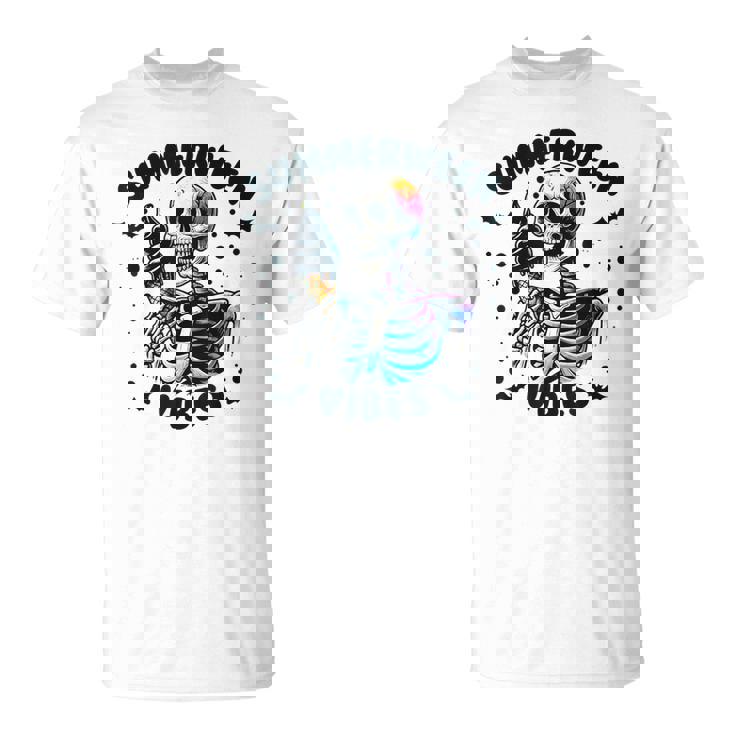 Summerween Vibes Skeleton Ice Cream Summer Vacation T-Shirt