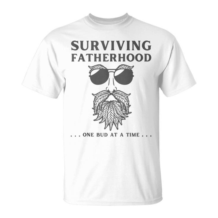 Surviving Fatherhood One Bud At A Time Weed Dad Cannabis Da T-Shirt