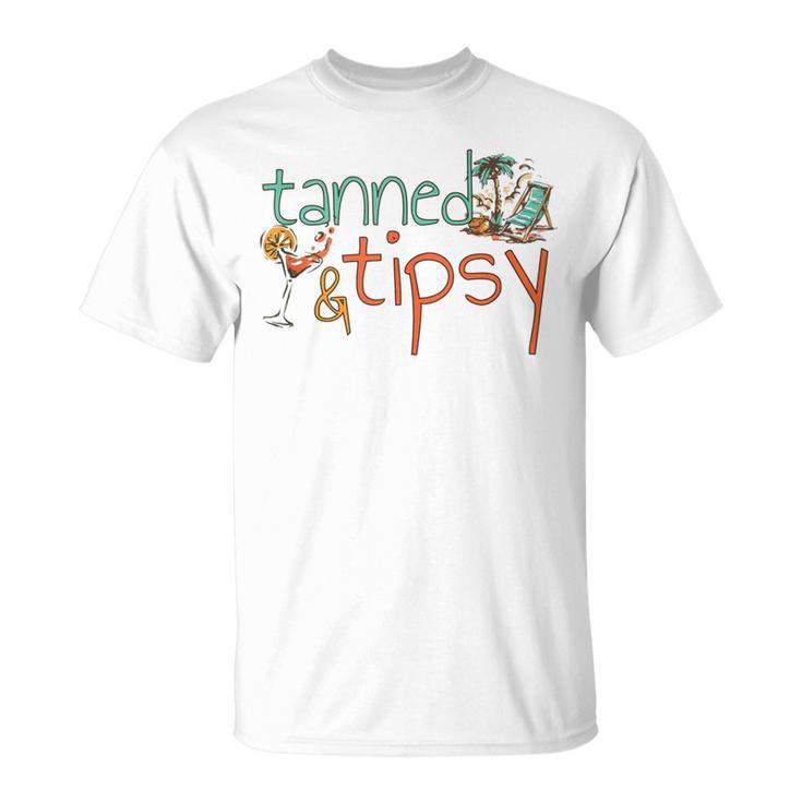 Tanned And Tipsy Summer Cocktail Beach Vintage T-Shirt