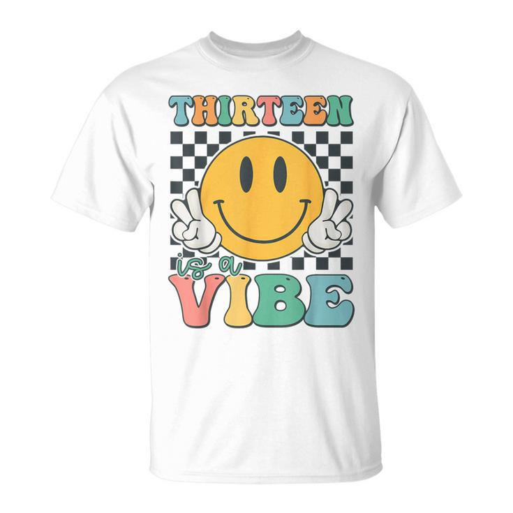 Thirn Is A Vibe 13Th Birthday Smile Face Hippie Boys Girl T-Shirt