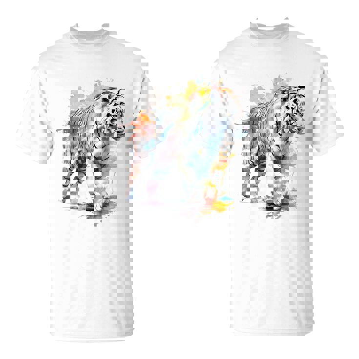 Tigre Colorido Arte Zoo Animal Tigre Camiseta unisex