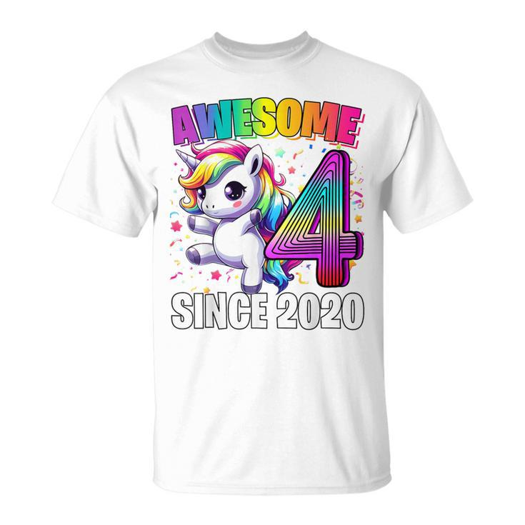 Unicorn 4Th Birthday 4 Year Old Unicorn Party Girls Outfit T-Shirt