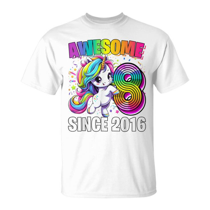 Unicorn 8Th Birthday 8 Year Old Unicorn Party Girls Outfit T-Shirt