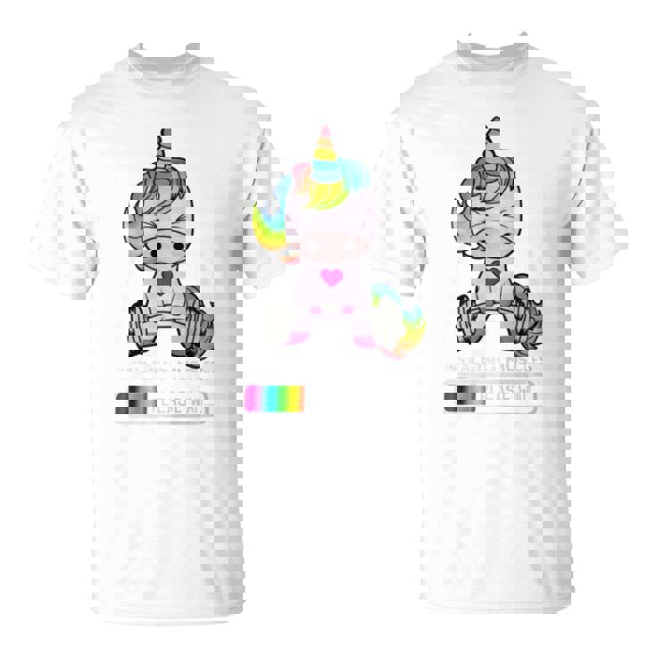 Unicorn Gym Installing Muscles Unicorn Weightlifting T-Shirt