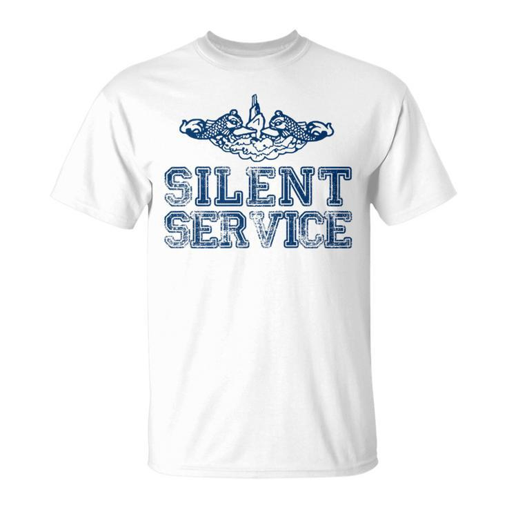 Us Navy Submarines Silent Service With Dolphins T-Shirt
