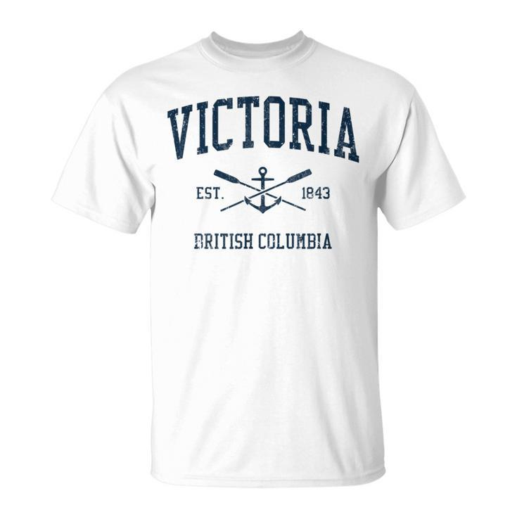 Victoria Bc Vintage Navy Crossed Oars & Boat Anchor T-Shirt