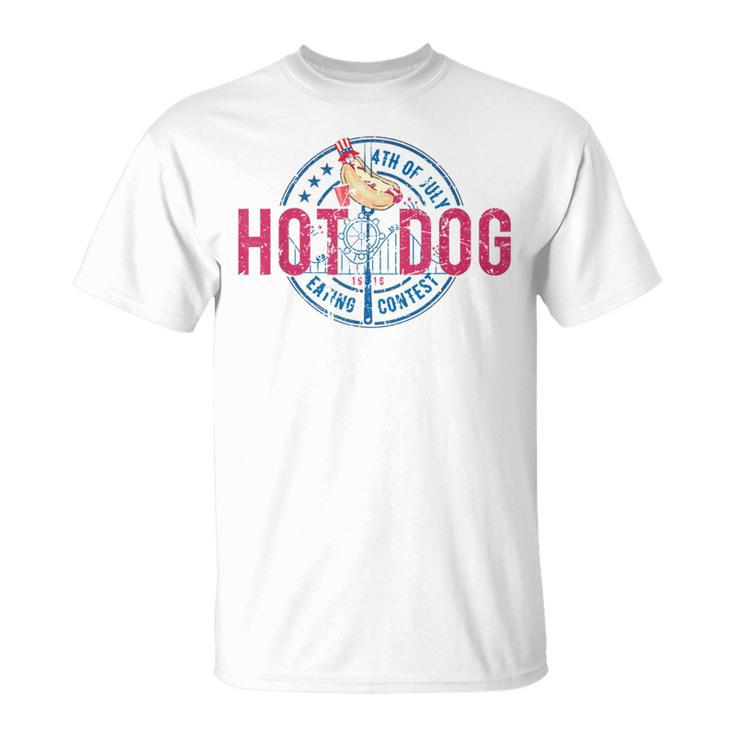 Vintage 4Th Of July Hot Dog Eating Contest Hot Dog T-Shirt
