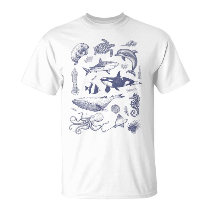Vintage 90S Tattoo Sea Animal Retro Ocean Nature Women T-Shirt