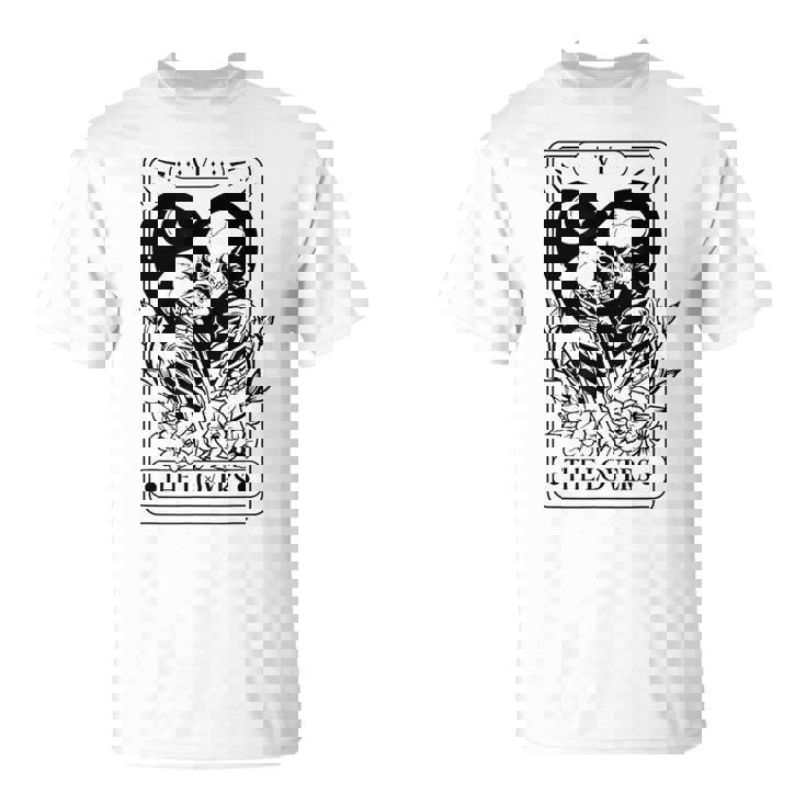Vintage The Lovers Tarot Card Skeleton Skull Loves Tarot T-Shirt
