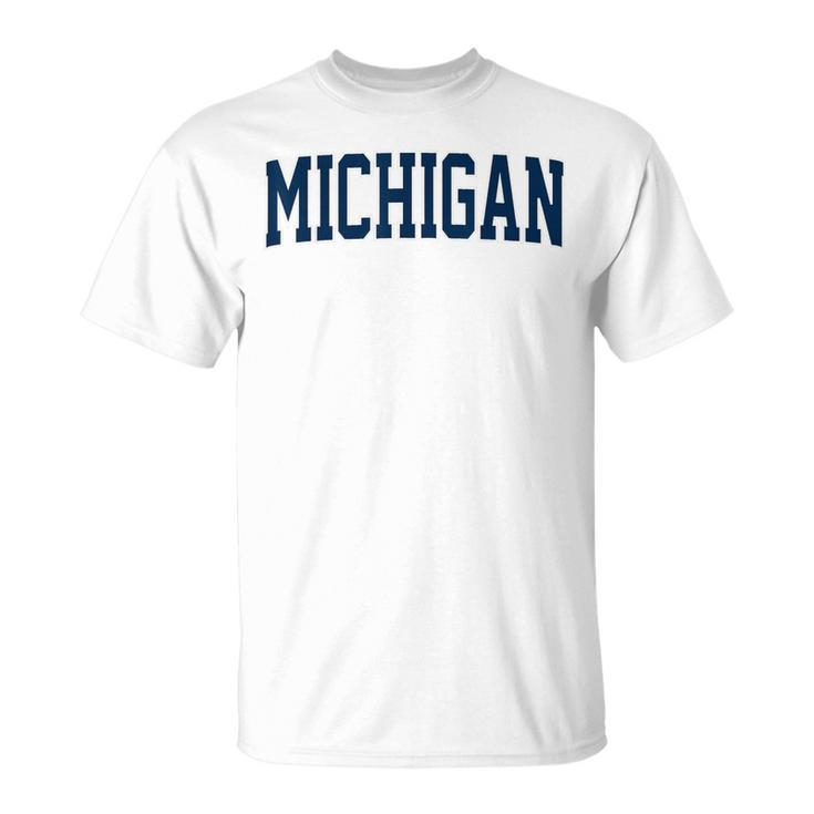 Vintage Michigan Blue Maize Retro Font Michigan T-Shirt