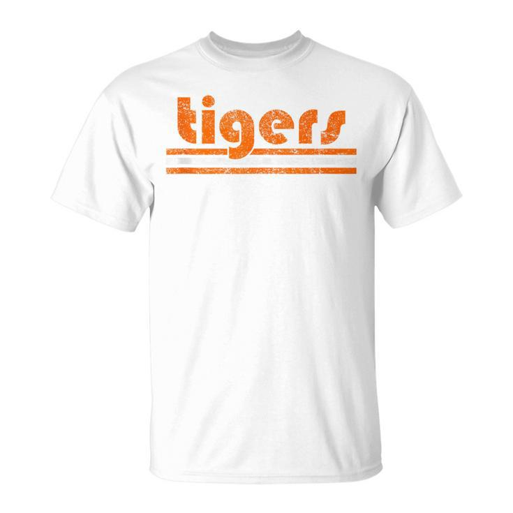 Vintage Tigers Retro Three Stripes Weathered T-Shirt