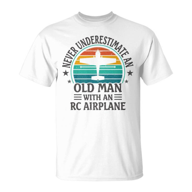 Vintage Never Underestimate An Old Man With An Rc Airplane T-Shirt