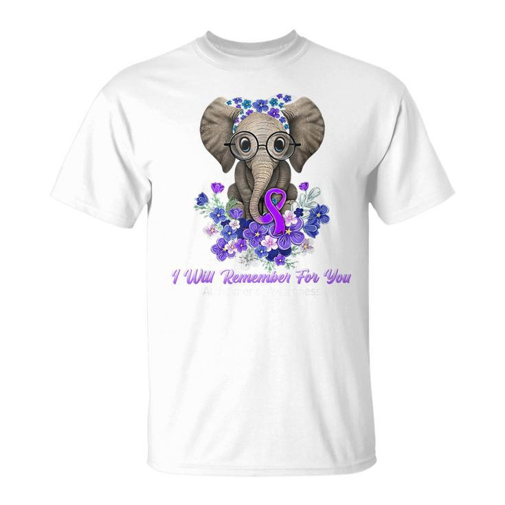 I Will Remember For You Purple Ribbon Alzheimers Awareness T-Shirt