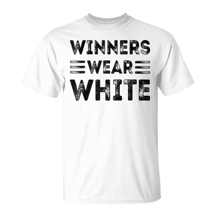 Winners Wear White Color Team Spirit Game War Camp Crew T-Shirt