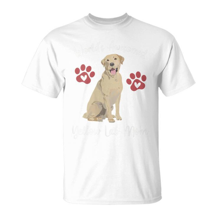 Worlds Awesomest Yellow Lab Mom Dog Lover Saying Quote T-Shirt