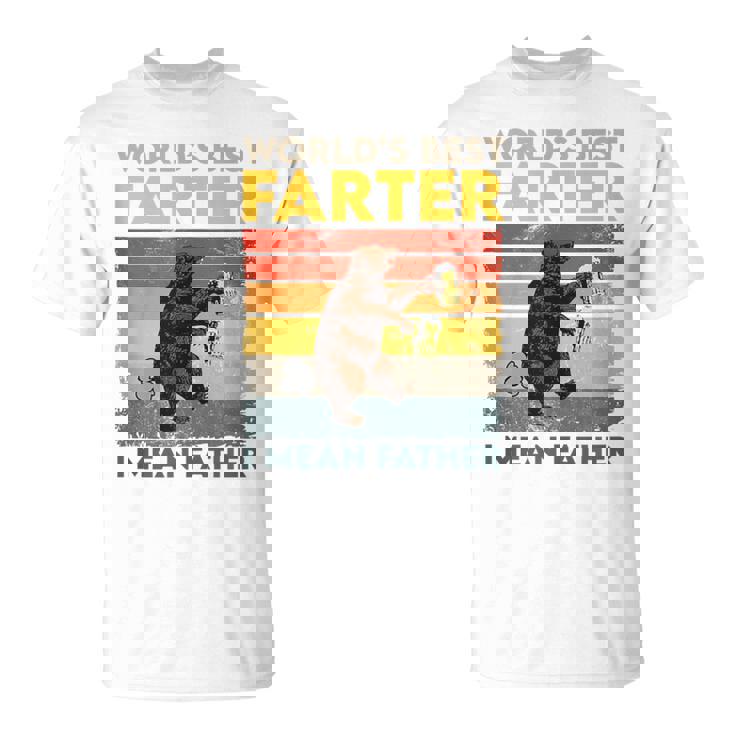 World's Best Farter I Mean Father Father's Day Bear Drinking T-Shirt
