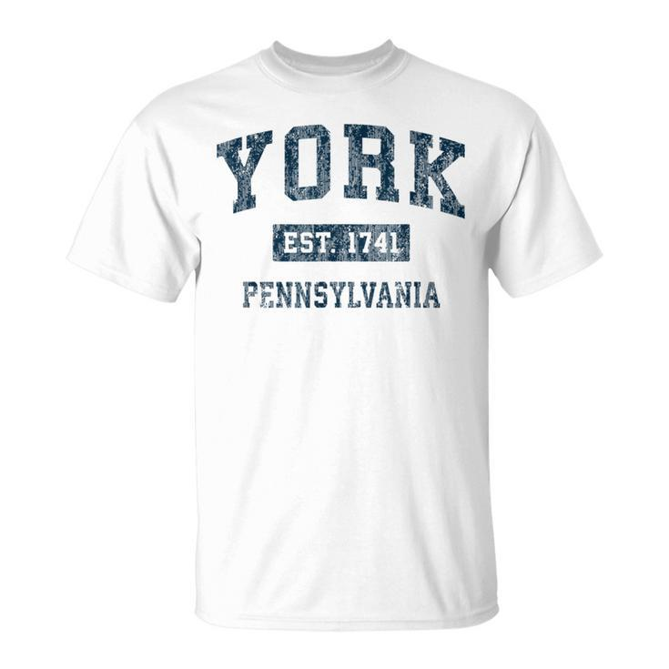 York Pennsylvania Pa Vintage Sports Navy Print T-Shirt