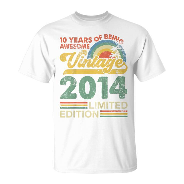 Youth 10Th Birthday Boy Born In 2014 10 Years Old Vintage T-Shirt