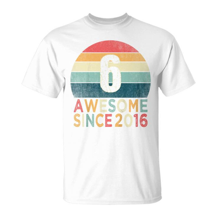 Youth 6Th Birthday Vintage Retro 6 Years Old Awesome Since 2016 T-Shirt