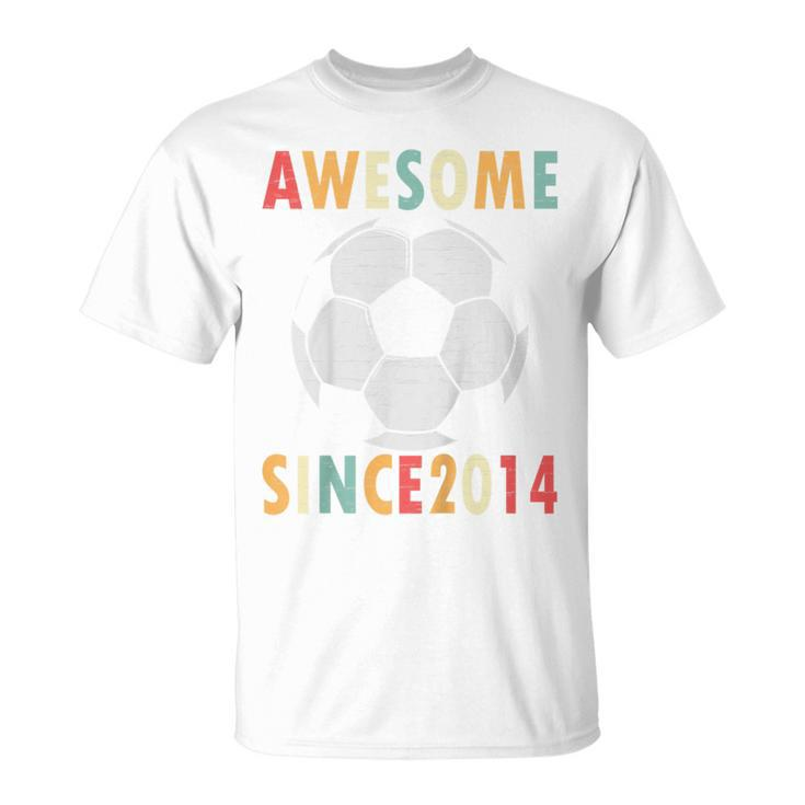 Youth 8Th Birthday Soccer Lover 8 Years Old Vintage Retro T-Shirt