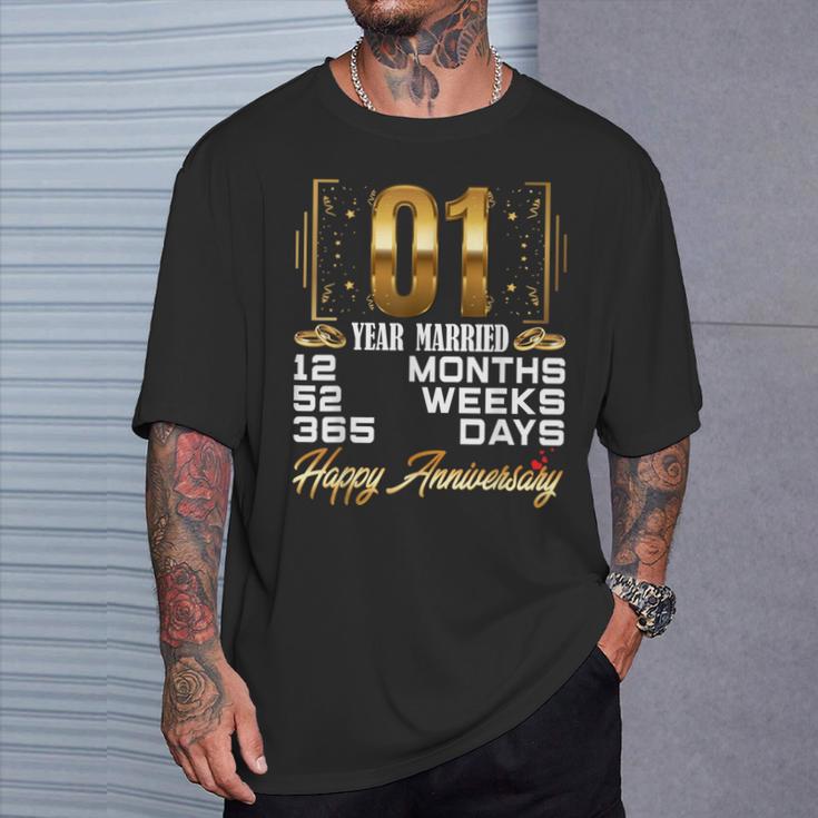 1 Year Of Married 1St Wedding Anniversary T-Shirt Gifts for Him