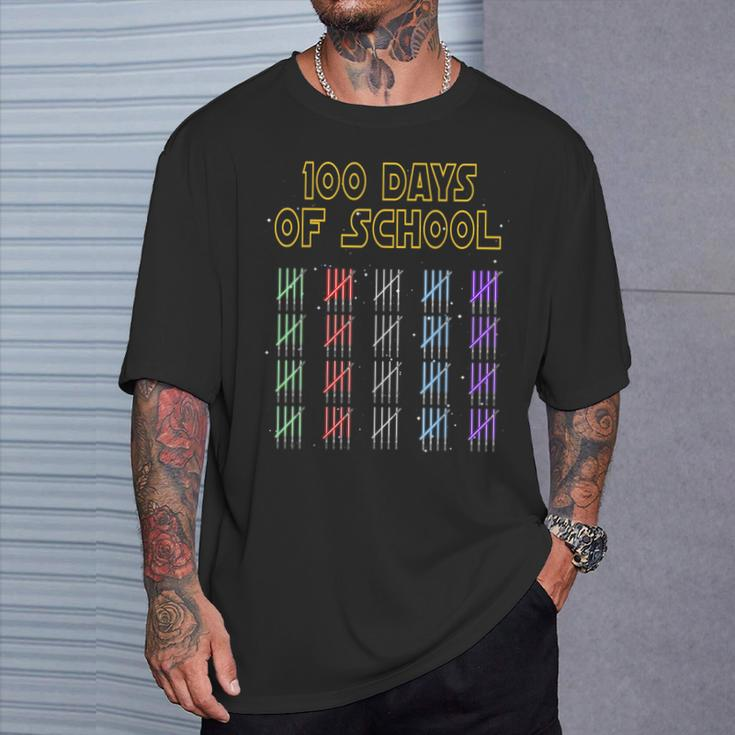 100 Days Of School Sabers And Star Print Space Wars Boys T-Shirt Gifts for Him