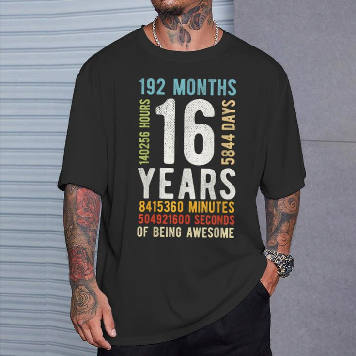16Th Birthday 16 Years Old Vintage Retro 192 Months T-Shirt Gifts for Him