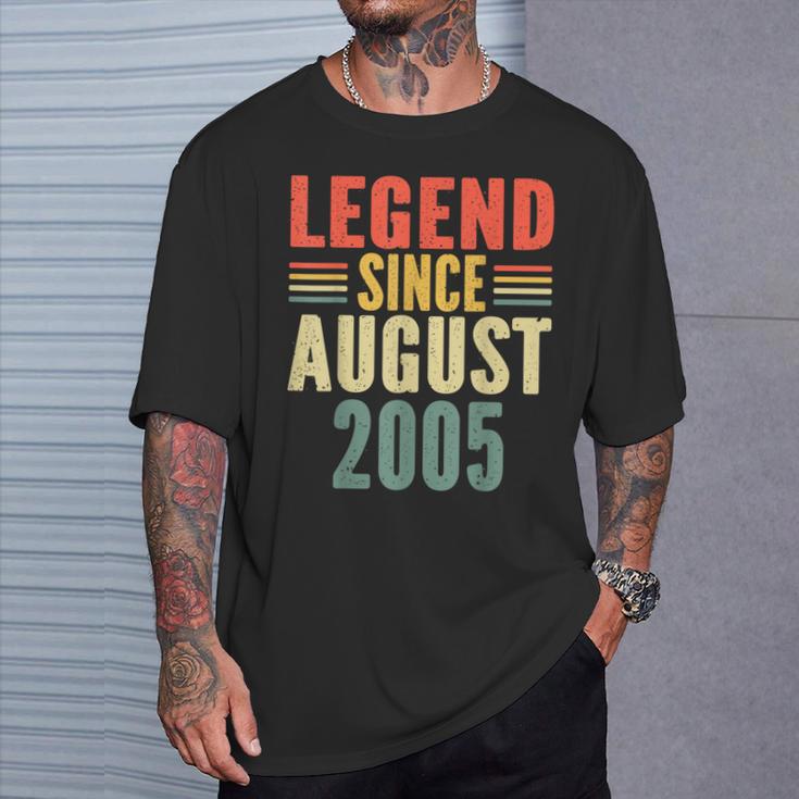 18Th Birthday Legend Since August 2005 18 Years Old Vintage T-Shirt Gifts for Him