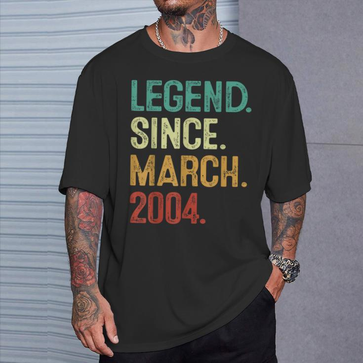 20 Years Old Legend Since March 2004 20Th Birthday T-Shirt Gifts for Him