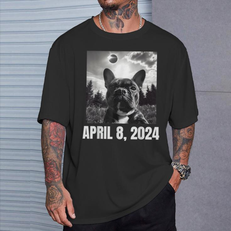 2024 Solar Eclipse French Bulldog Selfie T-Shirt Gifts for Him