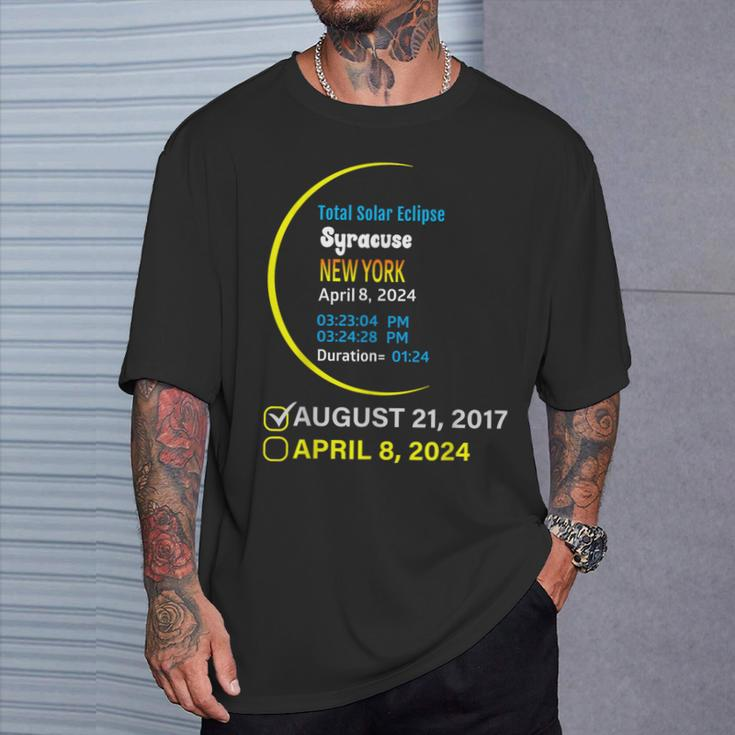 2024 Total Solar Eclipse April 8 New York Syracuse T-Shirt Gifts for Him
