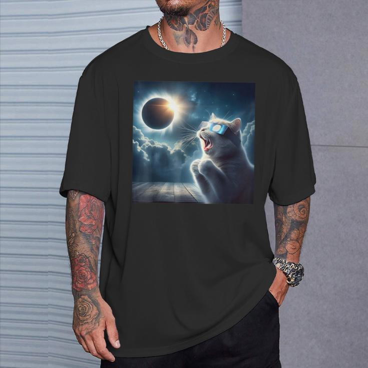 2024 Total Solar Eclipse Cat Wearing Glasses Totality Cat T-Shirt Gifts for Him