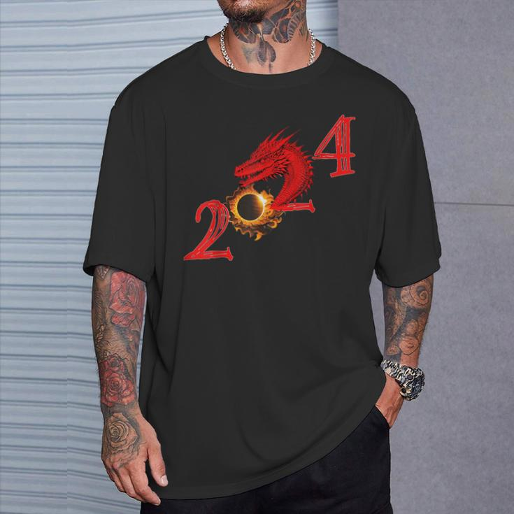 2024 Year Of The Dragon And Total Solar Eclipse T-Shirt Gifts for Him