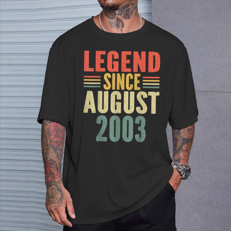 20Th Birthday Legend Since August 2003 20 Years Old Vintage T-Shirt Gifts for Him