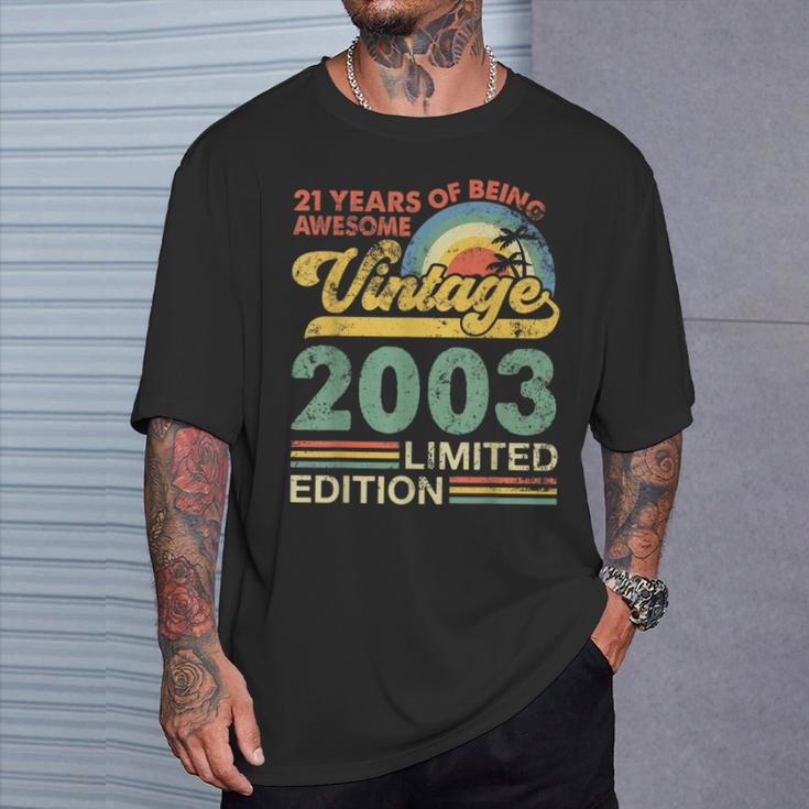 21St Birthday Born In 2003 21 Years Old Vintage 2003 T-Shirt Gifts for Him