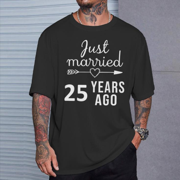 25Th Marriage Anniversary Just Married 25 Years Ago T-Shirt Gifts for Him
