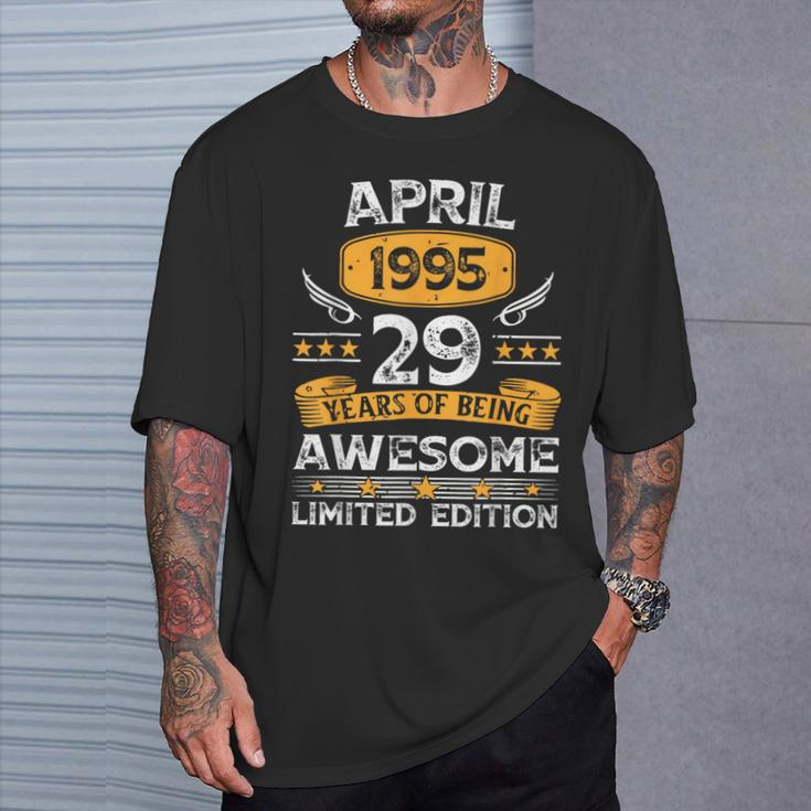 29 Years Old Vintage April 1995 29Th Birthday Mens T-Shirt Gifts for Him